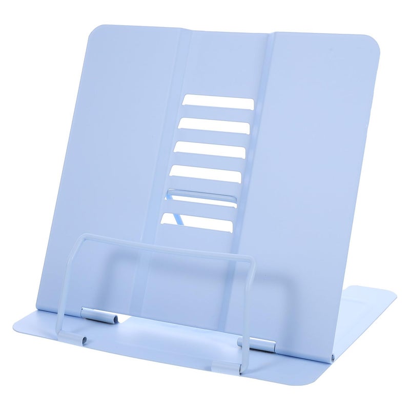 Adjustable Metal Book Stand Desktop Reading Holder Blue for Students and Household Use - Image 2