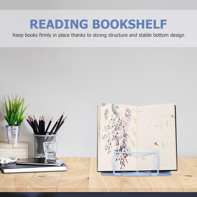 Adjustable Metal Book Stand Desktop Reading Holder Blue for Students and Household Use - Image 5