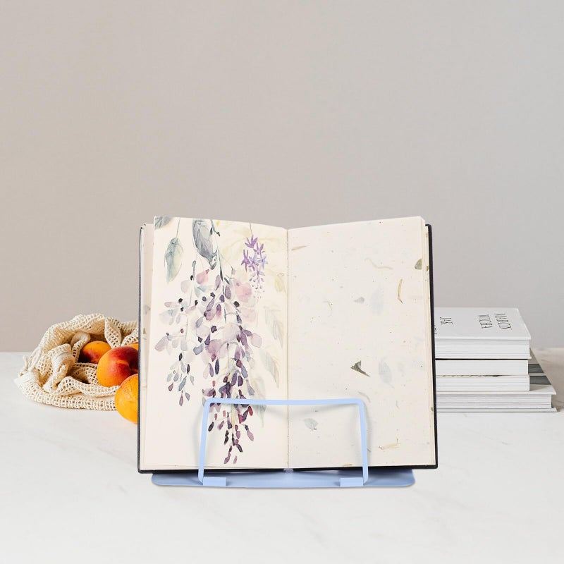 Adjustable Metal Book Stand Desktop Reading Holder Blue for Students and Household Use - Image 4