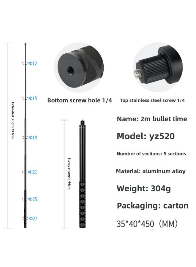 Aluminum Alloy Telescopic Rod For Insta360 X/r One 360-degree Camera Extension Selfie Stick Lightweight Photography Accessory-Color:YZ519 (2 M Screw) - Image 1
