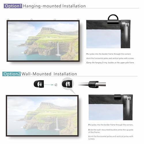 Yandood Foldable Projector Screen 100 inch with Lightweight Telescopic Pole Frame Wall Mounted Anti-Crease Black Backing Silver Portable Projection Screen - Image 3