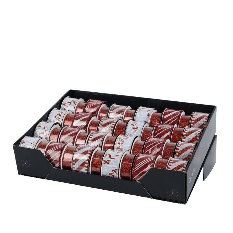 Kaemingk شريط بوليستر أحمر وأبيض من كامينغك عريض للحرف اليدوية وزينة العطلات - 4.2 سم، قطعة واحدة متنوعة - Image 2