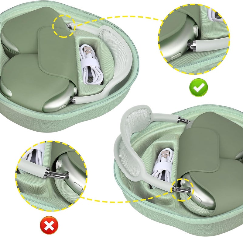 BOVKE Hard Carrying Case for Apple AirPods Max with Sleep Mode - Green - Image 4