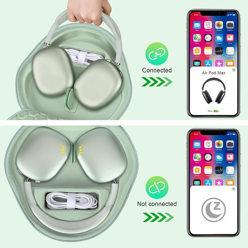 BOVKE Hard Carrying Case for Apple AirPods Max with Sleep Mode - Green - Image 2