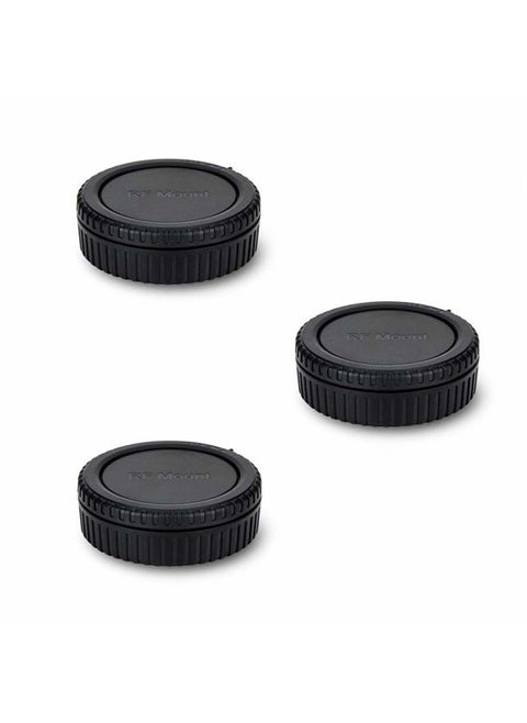 Rear Lens Cap & Body Cap Cover for Canon RF Mount Mirrorless Camera EOS R100 R50 R10 R8 R7 R6 Mark II R6 R5C R5 Mark II R5 R3 R RP Replace RF Rear Lens Cap & R-F-5 Body Cap -3 Packs