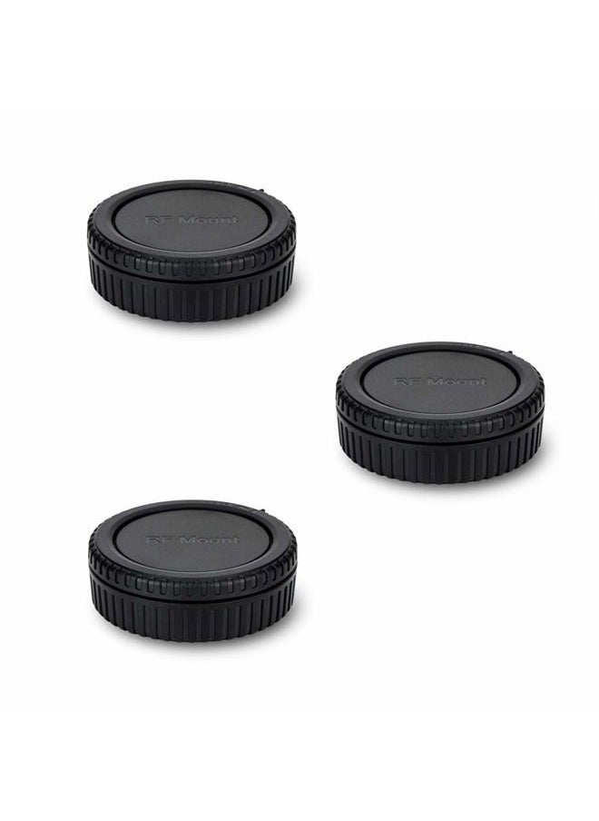 Rear Lens Cap & Body Cap Cover for Canon RF Mount Mirrorless Camera EOS R100 R50 R10 R8 R7 R6 Mark II R6 R5C R5 Mark II R5 R3 R RP Replace RF Rear Lens Cap & R-F-5 Body Cap -3 Packs