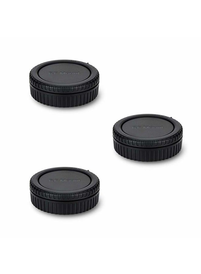 JJC غطاء عدسة خلفي وغطاء جسم لكاميرا كانون RF Mount Mirrorless EOS R100 R50 R10 R8 R7 R6 Mark II R6 R5C R5 Mark II R5 R3 R RP استبدال غطاء عدسة خلفي RF وغطاء جسم R-F-5 - 3 عبوات - Image 1