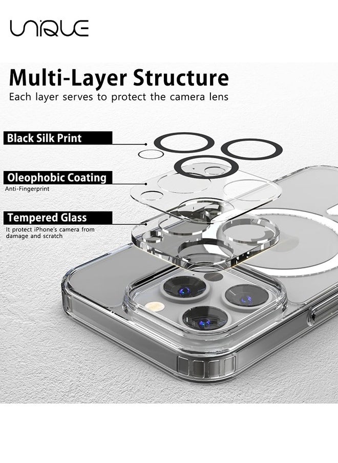 Unique 5 in 1 Magnetic Clear Case for iPhone 15 Pro Max, 2 Tempered Screen Protector + 2 Camera Lens Protector, Full-Body Protective Shockproof Slim Cover Compatible with MagSafe  - Image 2