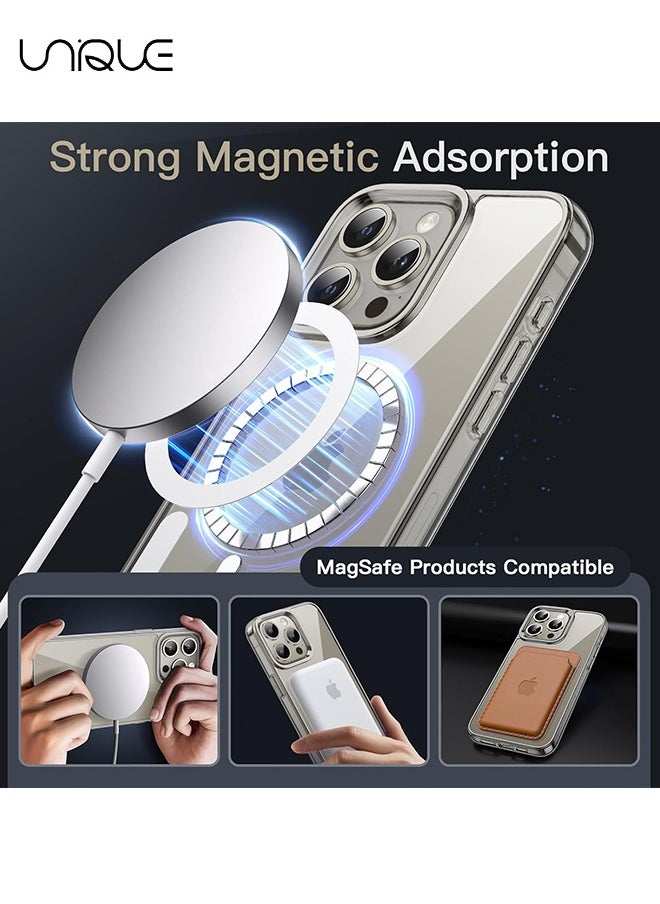 Unique - 5 in 1 Magnetic Clear Case for iPhone 15 Pro Max, 2 Tempered Screen Protector + 2 Camera Lens Protector, Full-Body Protective Shockproof Slim Cover Compatible with MagSafe - Image 1