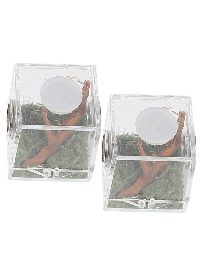 STOBOK 2Pcs Reptile Terrarium, Jumping Spider Enclosure Acrylic Critter Keeper Spider Breeding Cage Micro Habitat Terrariums Snail Container House for Reptiles, 3.5x4cm - Image 1