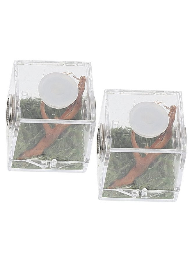 STOBOK 2Pcs Reptile Terrarium, Jumping Spider Enclosure Acrylic Critter Keeper Spider Breeding Cage Micro Habitat Terrariums Snail Container House for Reptiles, 3.5x4cm - Image 2