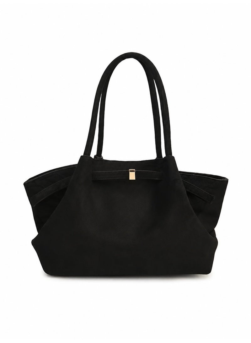 Women's Luxury Deer Suede Leather Tote Bag with Padded Shoulder Strap - Large Capacity Handbag for Daily Carrying, Work & Travel - Image 1