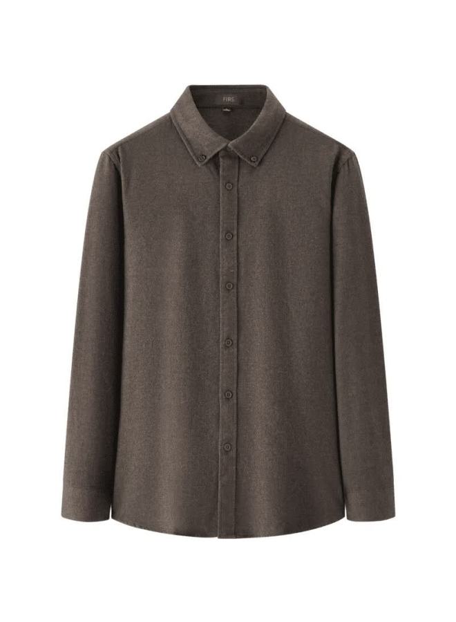 FIRS Shanshan Brushed Thickened Long Sleeve Shirt Autumn Winter Warm Business Casual Jacket For Young And Middle-aged Men - Image 1