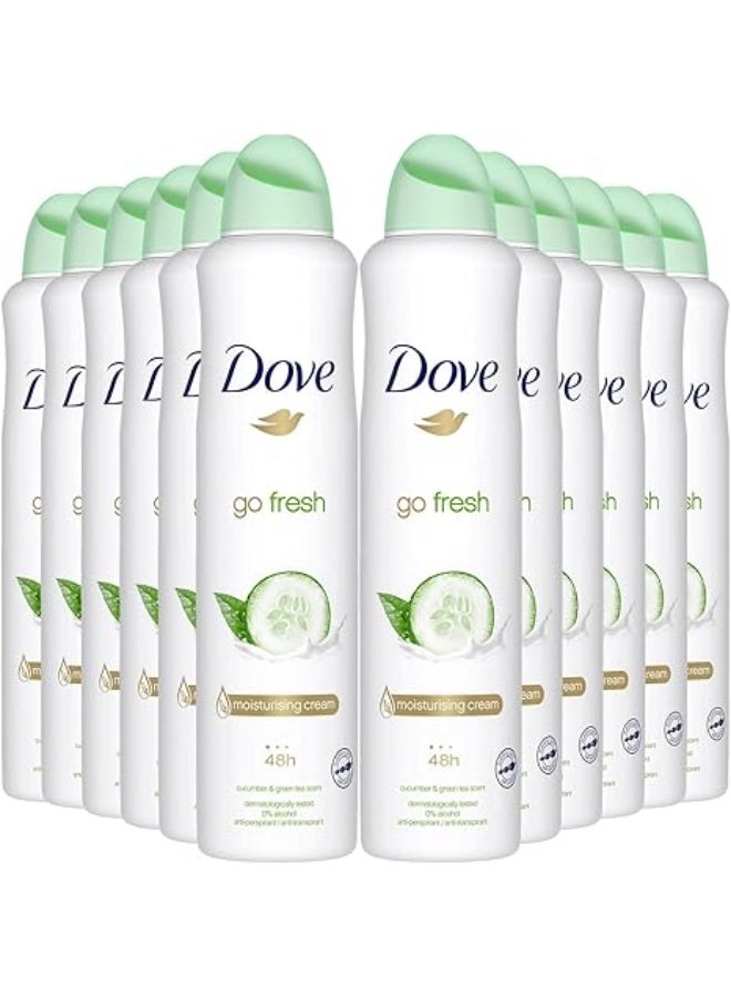 دوف بخاخ مزيل العرق دوف جو فريش بالخيار والشاي الأخضر، 6 عبوات، 250 مل، يدوم مفعوله 48 ساعة! - Image 1