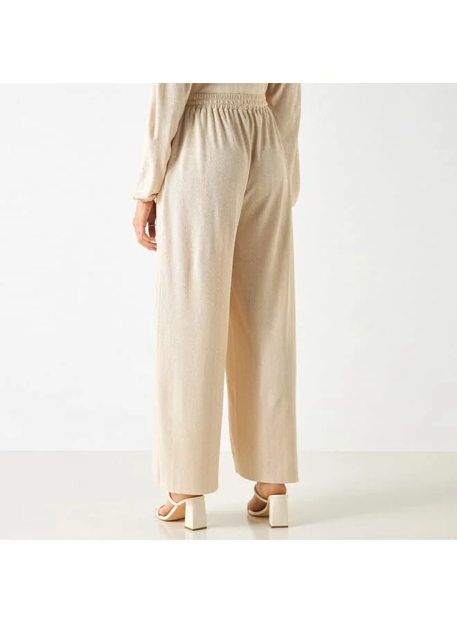 Iconic Iconic Textured Pants with Flexi Waist and Pockets