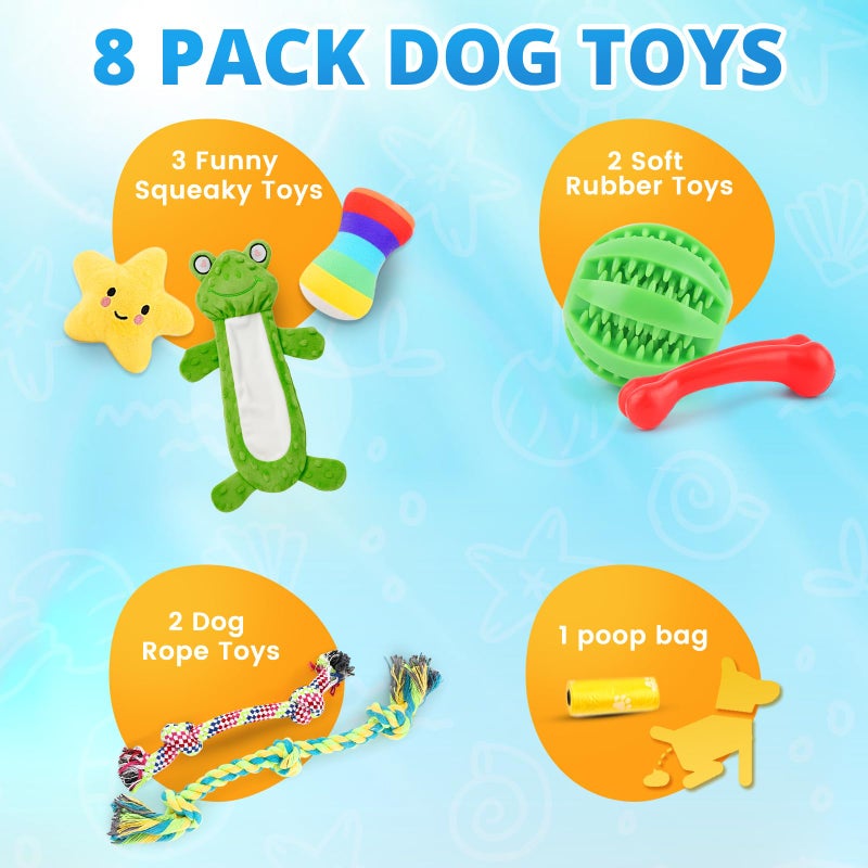 LOYEE 8 Pack Puppy Toys for Small Dogs, Luxury Dog Chew Toys with Squeaky Plush Toys, Rope Toys and Ball, Teething Toys for Puppy Supplies - Image 2