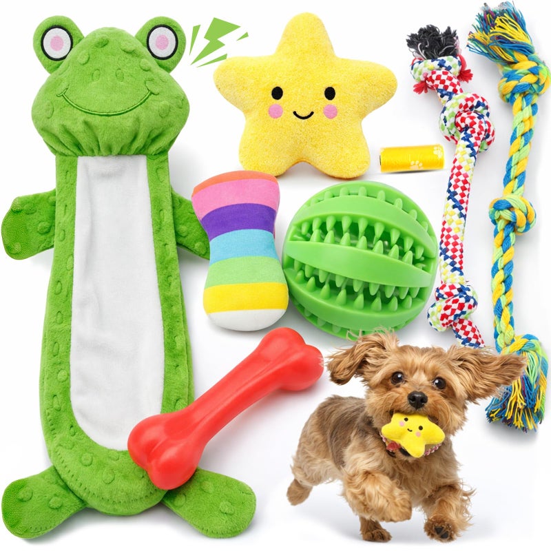 LOYEE 8 Pack Puppy Toys for Small Dogs, Luxury Dog Chew Toys with Squeaky Plush Toys, Rope Toys and Ball, Teething Toys for Puppy Supplies - Image 1