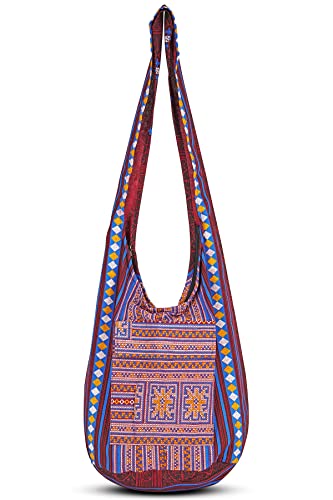 Your Cozy Boho Crossbody Bag for Women – Handmade Cotton Sling Bag Lightweight Unisex Travel Purse with Zipper (Tribe_07) - Image 1