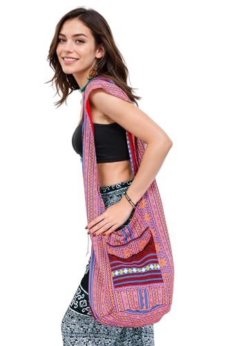 Your Cozy Boho Crossbody Bag for Women – Handmade Cotton Sling Bag Lightweight Unisex Travel Purse with Zipper (Tribe_07) - Image 4