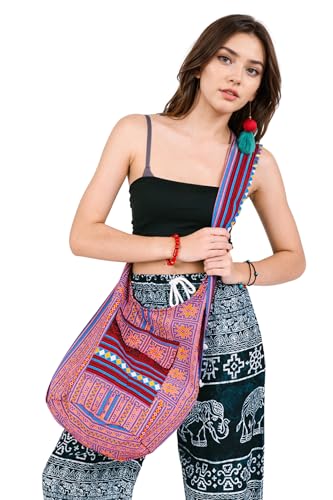Your Cozy Boho Crossbody Bag for Women – Handmade Cotton Sling Bag Lightweight Unisex Travel Purse with Zipper (Tribe_07) - Image 5