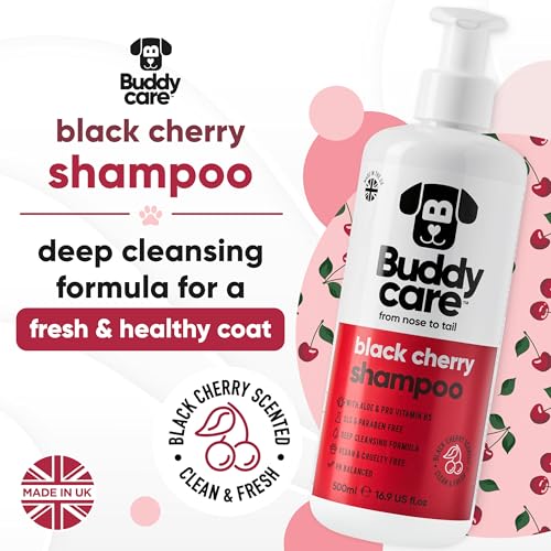 Buddycare Black Cherry Dog Shampoo by Buddycare Dry Skin Itchy Skin Relief for Smelly Dogs Deep Cleansing for Dogs Puppy Sensitive Skin Dog Shampoo Conditioner with Aloe Vitamin B5 1690oz - Image 3