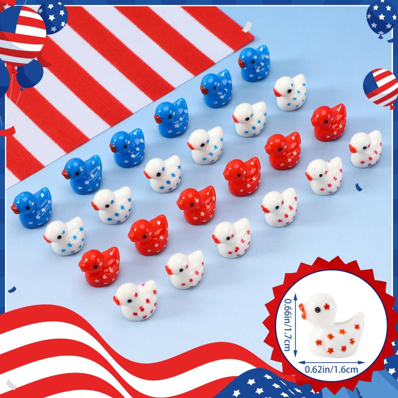 DTOFOOT 80Pcs Patriotic Mini Ducks,Red White and Blue Ducks 4th of July Tiny Ducks Ornaments Mini Resin Ducks Figurines Independence Day Decorations Garden Decor and Gift Stuffers - Image 2