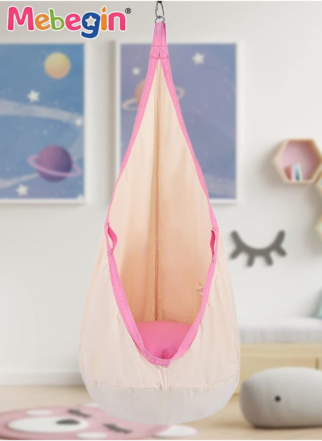 MEBEGIN Kids Pod Swing Seat, Hanging Hammock Chair with Inflatable Pillow, Mini Air Pump and Other Necessary Accessaries, Fun Hammock Swing Chair, Sensory Swing for Indoor and Outdoor Use, Easy to Install, Maximum Load-bearing Capacity 100KG  - Image 2