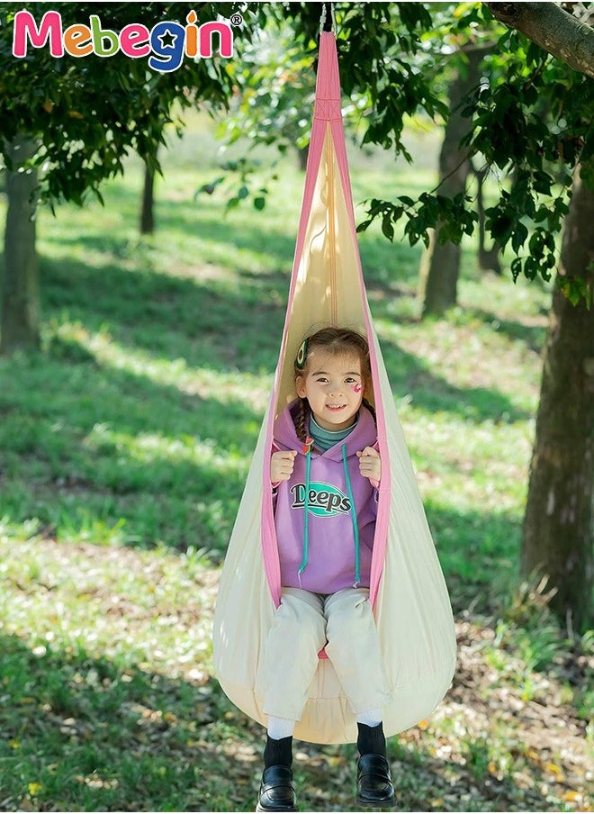 MEBEGIN Kids Pod Swing Seat, Hanging Hammock Chair with Inflatable Pillow, Mini Air Pump and Other Necessary Accessaries, Fun Hammock Swing Chair, Sensory Swing for Indoor and Outdoor Use, Easy to Install, Maximum Load-bearing Capacity 100KG  - Image 3