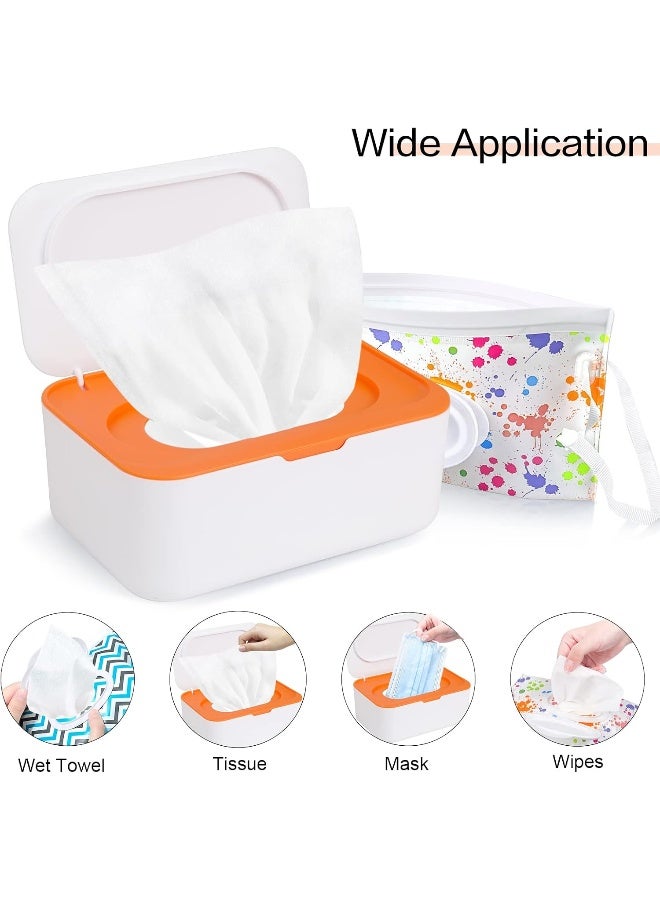 KALYLOC 8Pcs Baby Wipes Dispenser, Reusable Baby Wipe Holder Box and Portable Wet Wipes Pouch, Refillable Wipes Pouch Case Container with Lid for Bathroom Baby Nursery Kitchen Office Travel (Orange) - Image 4