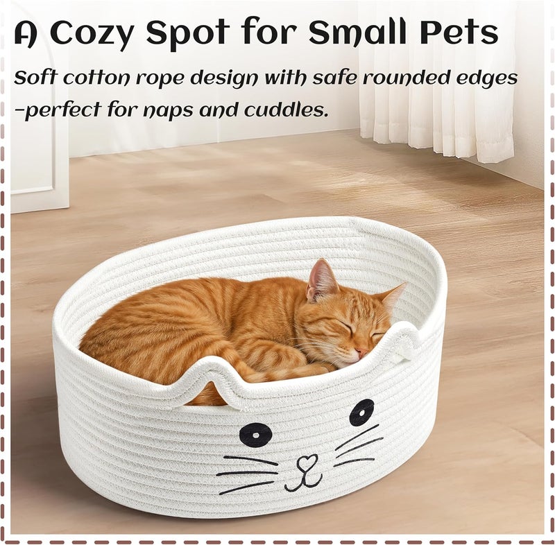 Bufims Small Woven Cat Gifts Basket for Storage Empty Cat Toy Bins Organizer with Ribbons and Bags Durable Cute Pet Gifts 12"X 8" X 5" Small Rope Basket for Gifting - Image 2