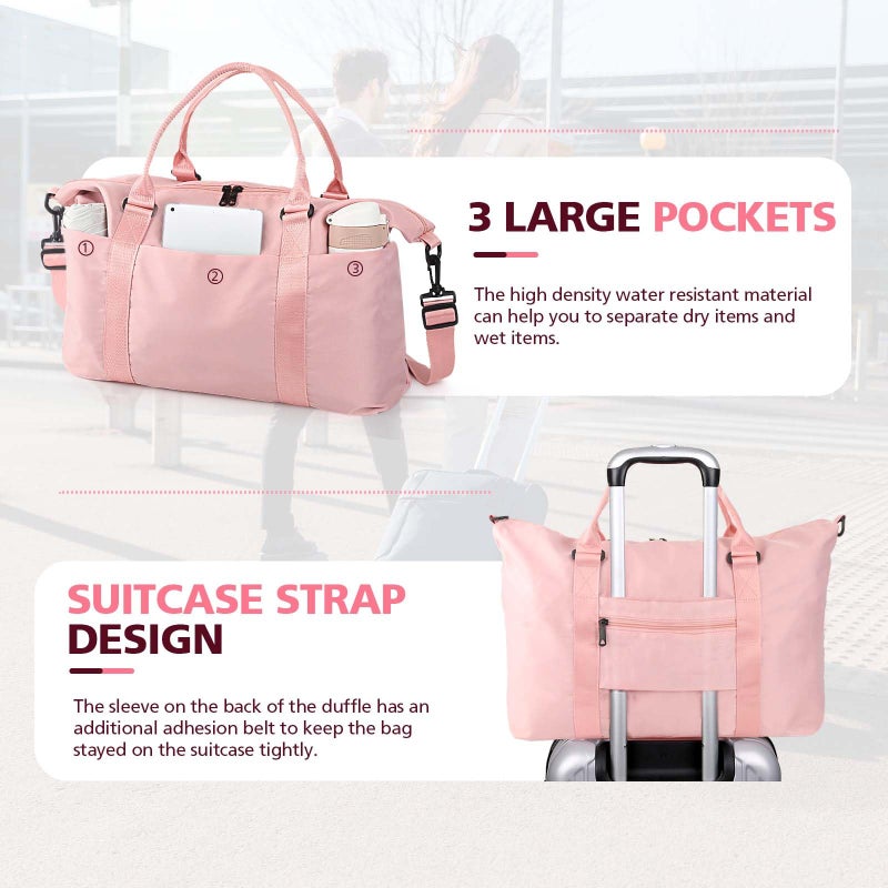 TOPBAG Travel Duffle Bag, Waterproof Weekender Bag Carry On Tote Bags for Women, Travel Essentials Sport Gym Bag for Men, Hospital Bag for Labor and Delivery, Overnight Bag Luggage Bag with Trolley Sleeve - Image 4