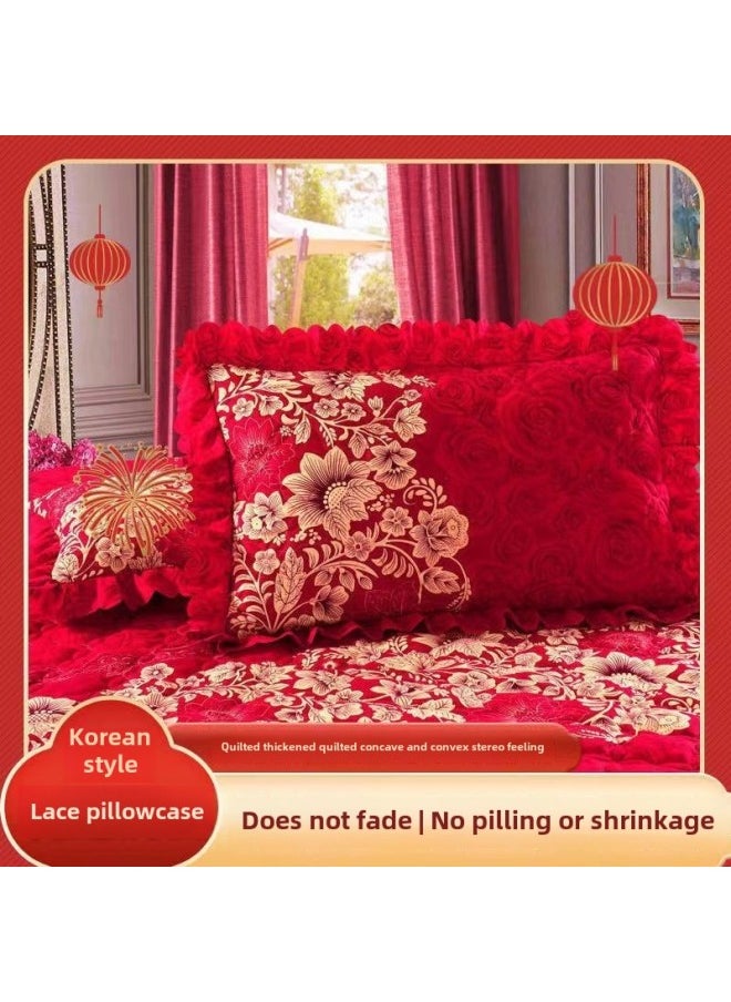Thickened Pillowcase Pair Of Pillowcase Single One 48x 74cm Pillow Core Suit Pair Of Dormitory Home Dream Domain-Color:Charming Kao【】-Specifications:One Zipper Pillowcase