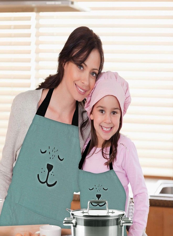 YOLOPARK Lovely Parent and Child Apron, Comfortable Simple Apron with Pocket for Painting Cooking Artist Chef, Pack of 2 - Image 2