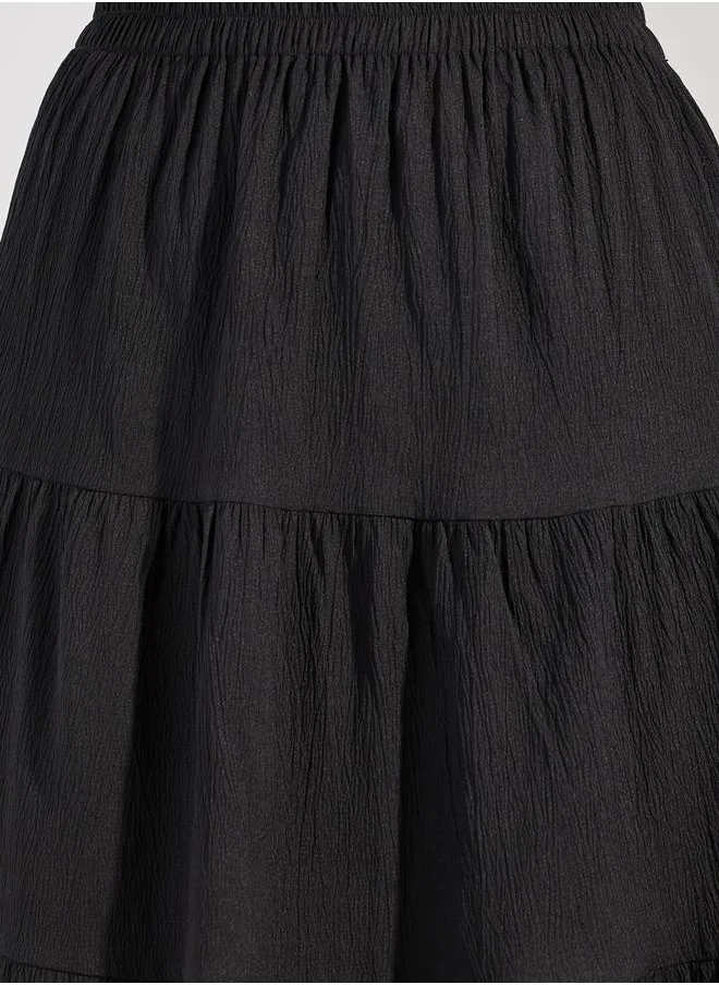 ستايلي Textured Tiered Knee Length Skirt