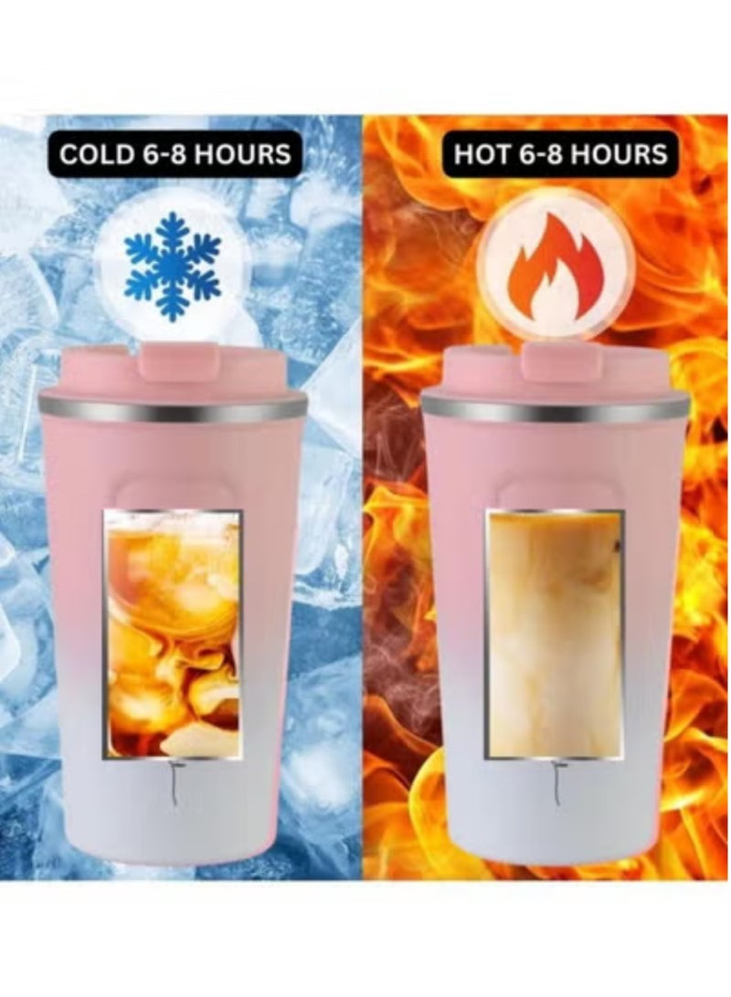 الفولاذ المقاوم للصدأ السفر القدح فنجان القهوة Led عرض درجة الحرارة طبقة مزدوجة فراغ كوب عازل كوب شاي السيارة المحمولة - Image 3