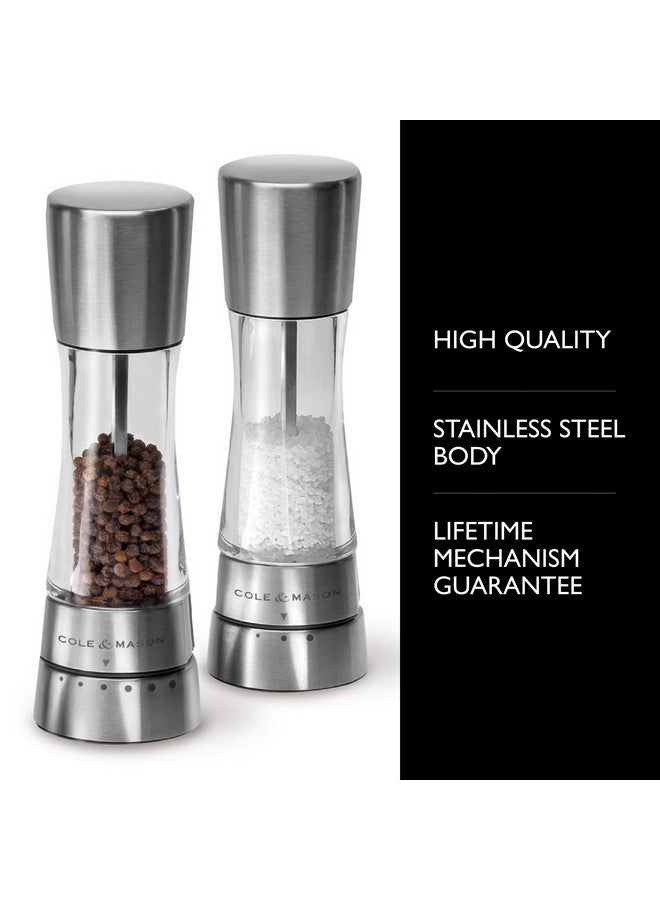 COLE & MASON Cole & Mason Derwent Grinder Set - Precision Mechanisms and Sea Salt and Peppercorns - Derwent Salt and Pepper, Stainless Steel  - Image 2