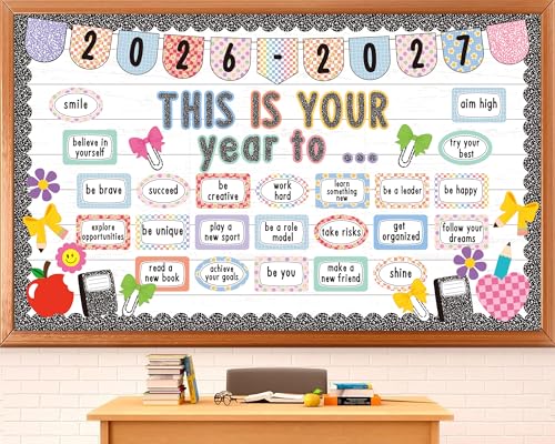 Polaxium Composition Notebooks Classroom Bulletin Board Set This is Your Year Classroom Decoration Inspirational Welcome Back to School for School Office Chalkboard Wall Door Learning Activities Decor Supplies - Image 1
