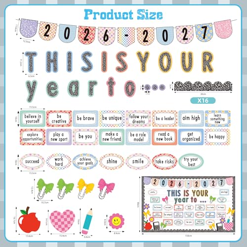 Polaxium Composition Notebooks Classroom Bulletin Board Set This is Your Year Classroom Decoration Inspirational Welcome Back to School for School Office Chalkboard Wall Door Learning Activities Decor Supplies - Image 4