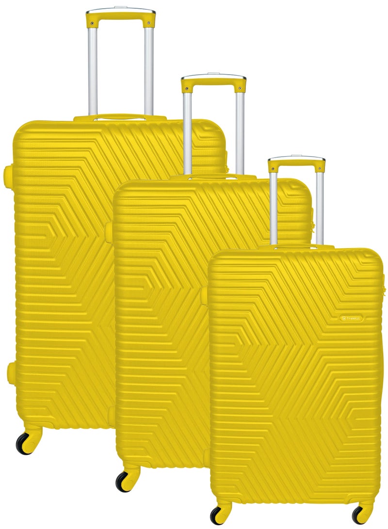 TRAVEL WAY TrekKit Lightweight Luggage Set of 3 Bag - 3 Sizes Hardshell Suitcase Spinner Luggage for Travel | ABS Luggage with 4 Spinner Wheels (Yellow, Set of 3)  - Image 1