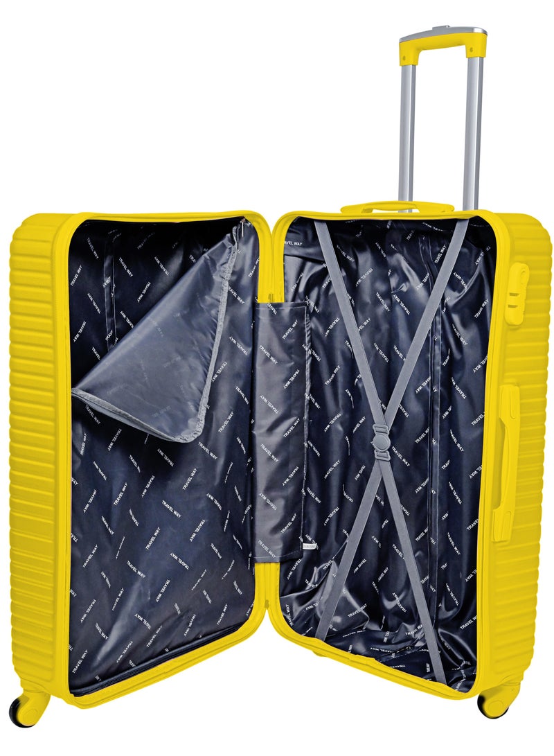 TRAVEL WAY TrekKit Lightweight Luggage Set of 3 Bag - 3 Sizes Hardshell Suitcase Spinner Luggage for Travel | ABS Luggage with 4 Spinner Wheels (Yellow, Set of 3)  - Image 4