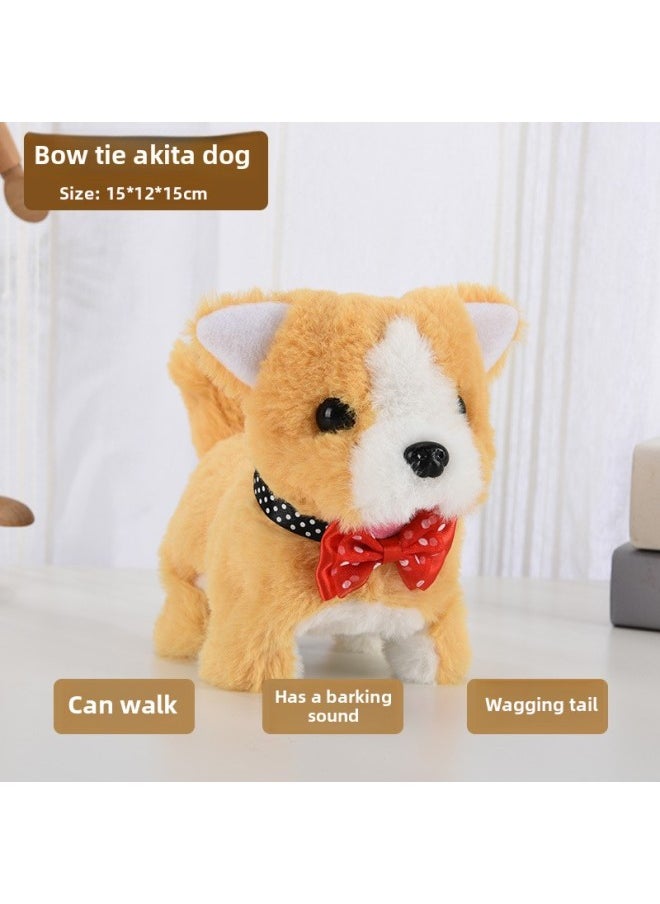 Toy Dog Children Plush Electric Toy Walking Dog Electric Dog Stall Electronic Puppy Pet-Color:Bow Tie Shiba Inu  - Image 1
