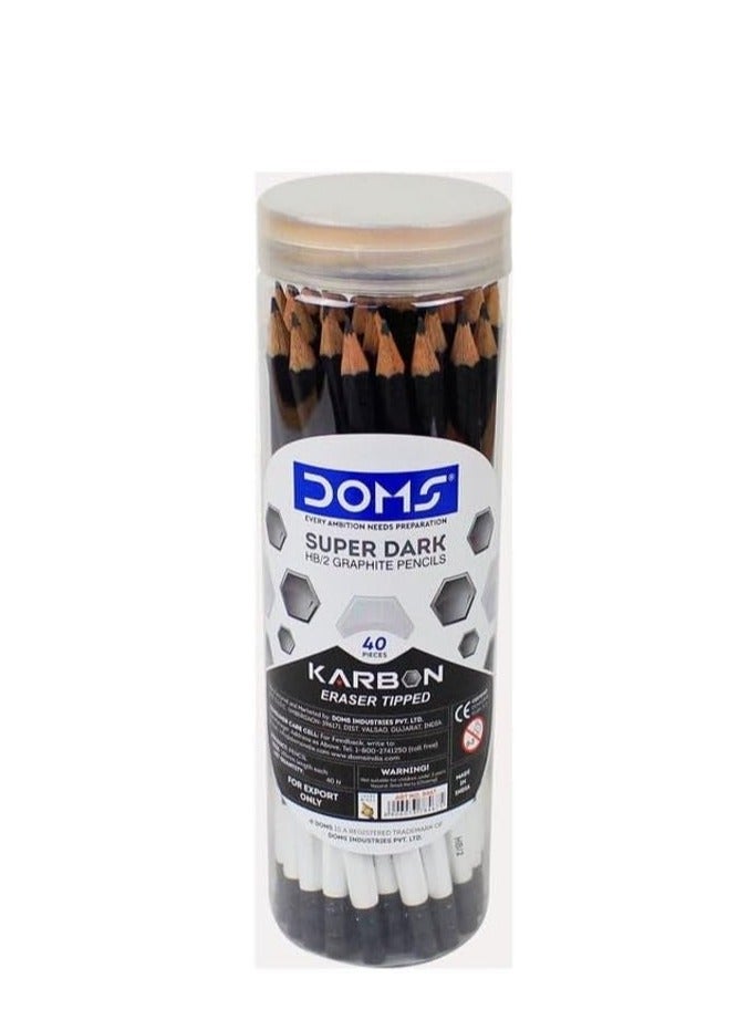 DOMS 40-Piece Karbon Super Dark HB/2 Graphite Pencils - Image 1