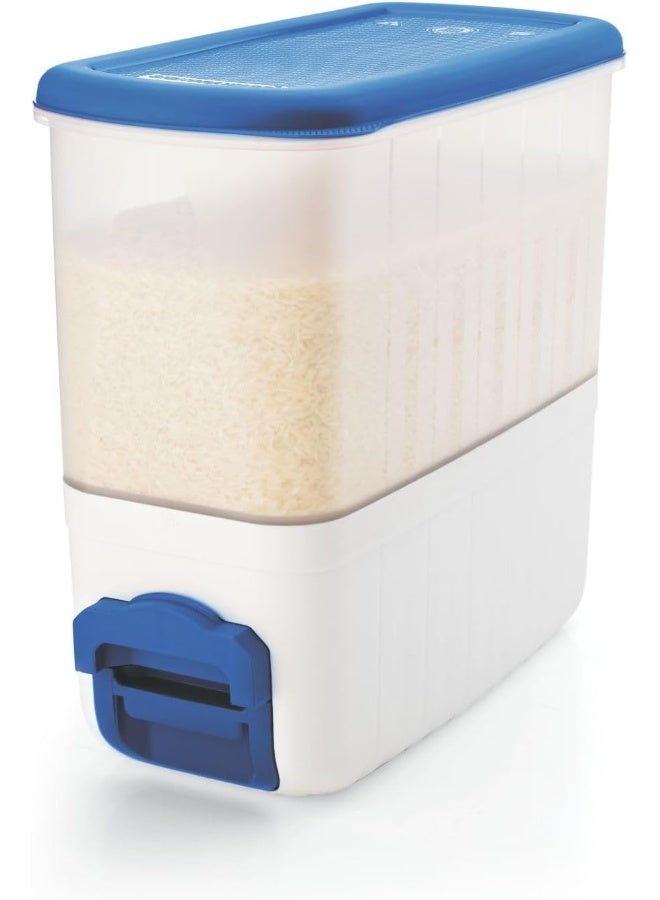 SignoraWare Rice Dispenser Plastic Container (For Touch Free Rice and Pulses), 10Kg, Set of 1, MOD BLUE - Image 1