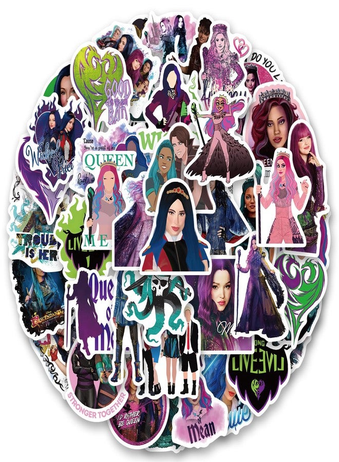 UBOFUGS 50PCS Descendants Stickers Vinyl Aesthetics Stickers for Scrapbooking, Diary, Laptop, Bumper, Skateboard, Water Bottle, Computer, Phone, Cartoon, Hard hat, Car Sticker and Decals - Image 2