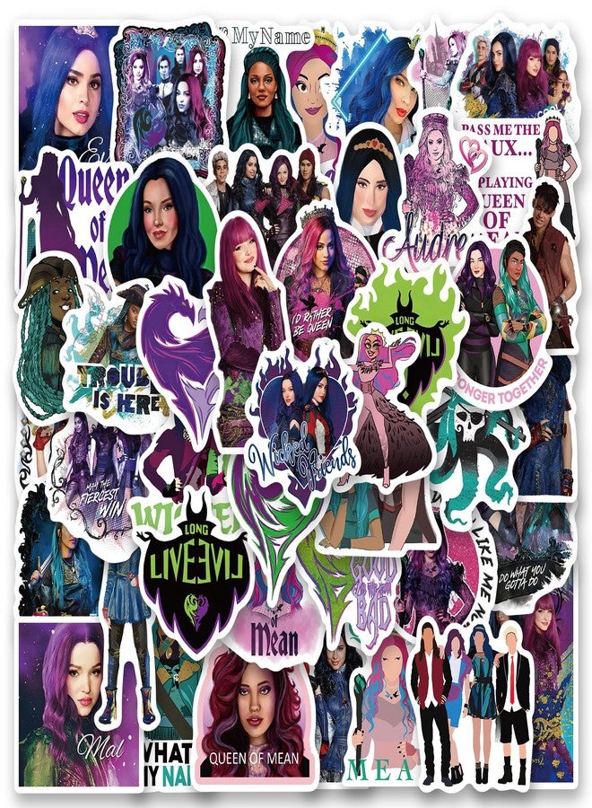 UBOFUGS 50PCS Descendants Stickers Vinyl Aesthetics Stickers for Scrapbooking, Diary, Laptop, Bumper, Skateboard, Water Bottle, Computer, Phone, Cartoon, Hard hat, Car Sticker and Decals - Image 1