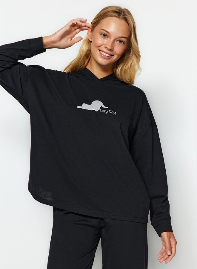 trendyol Printed Sweatshirt-Pants and Knitted Pajamas Set THMAW24PT00044 - Image 1