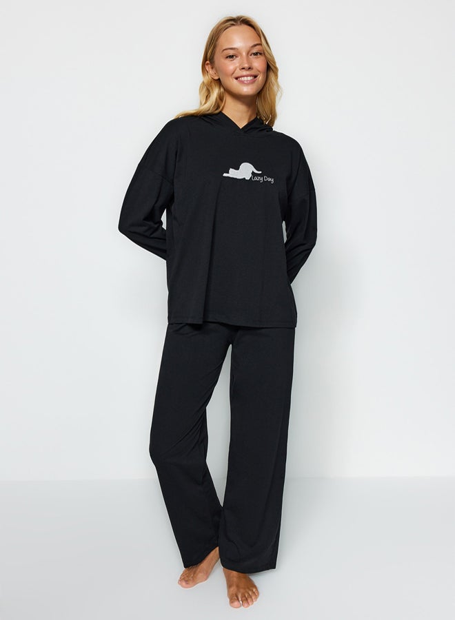 trendyol Printed Sweatshirt-Pants and Knitted Pajamas Set THMAW24PT00044 - Image 4