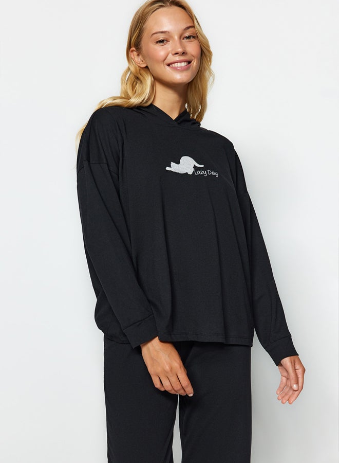 trendyol Printed Sweatshirt-Pants and Knitted Pajamas Set THMAW24PT00044 - Image 3