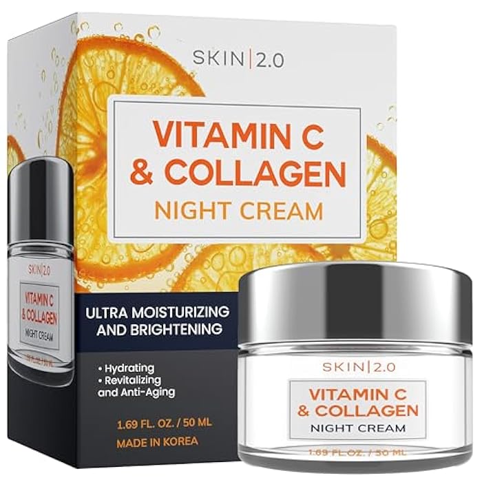 Skin 2.0 Vitamin C & Collagen Face Moisturizer – Hydrating Anti Aging Night Cream For Uneven & Dry Skin, Firms & Smooths Fine Lines – Dermatologist Tested, Korean Skin Care, Clean Beauty – 1.69 Fl Oz - Image 1