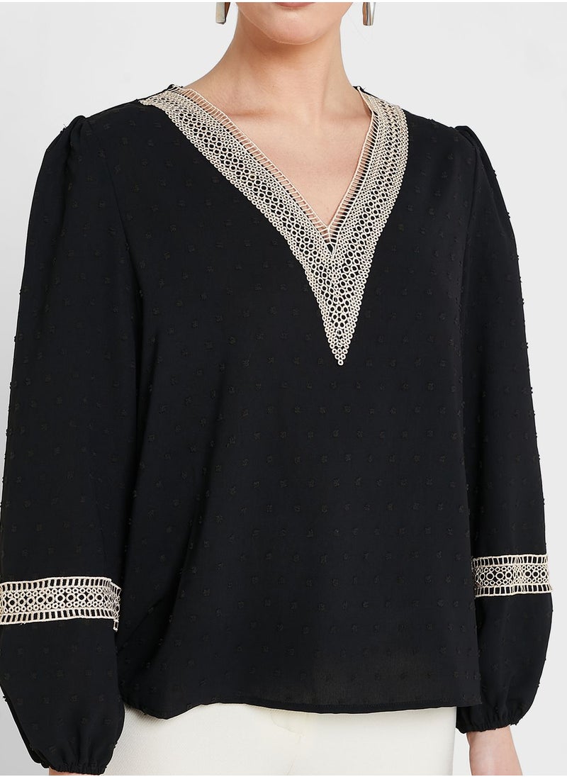 ELLA - Lace Insert Blouse - Image 1